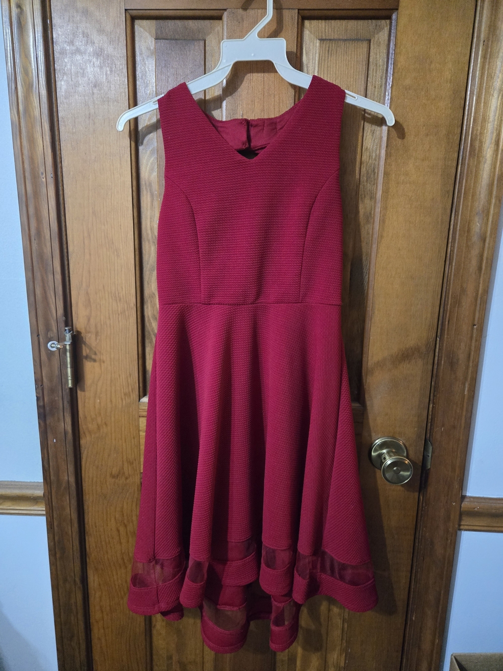 Red Textured Fit-and-Flare Girl's Dress